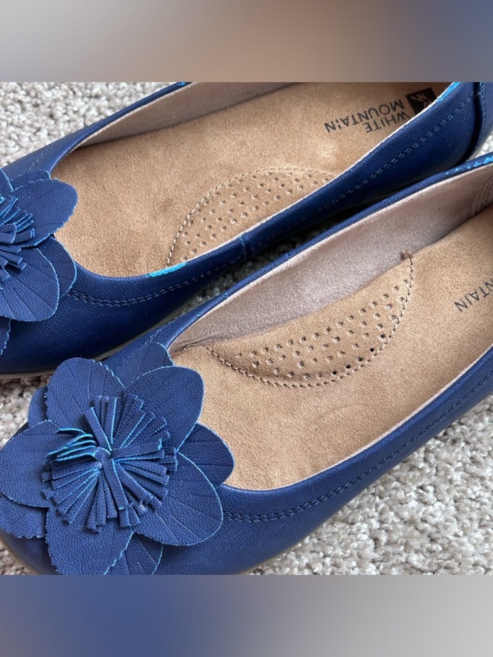 White Mountain Hudson Cobalt Blue Floral Ballet Flats Size 7 M Comfort EUC - Picture 9 of 12